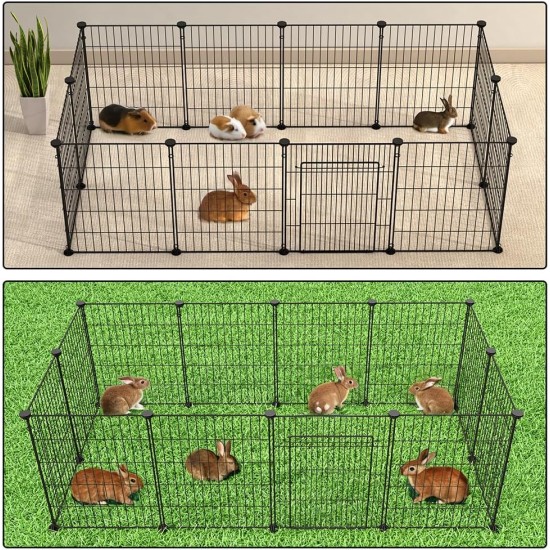 BAKAJI Personalised Metal Fence with Door for Small Pets, Modular Fence for Guinea Pigs, Hamsters, Rabbits, Chinchillas, Indoor and Outdoor (110 x 75 x 39 cm) BAKAJI Personalised Metal Fence with Door for Small Pets, Modular Fence for Guinea Pigs, Hamsters, Rabbits, Chinchillas, Indoor and Outdoor (110 x 75 x 39 cm)