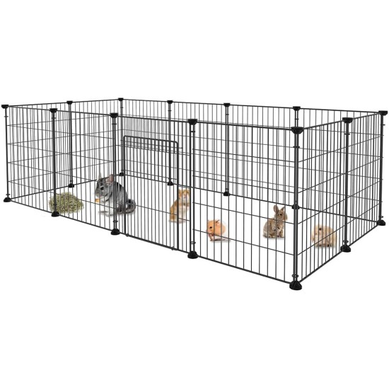 BAKAJI Personalised Metal Fence with Door for Small Pets, Modular Fence for Guinea Pigs, Hamsters, Rabbits, Chinchillas, Indoor and Outdoor (110 x 75 x 39 cm) BAKAJI Personalised Metal Fence with Door for Small Pets, Modular Fence for Guinea Pigs, Hamsters, Rabbits, Chinchillas, Indoor and Outdoor (110 x 75 x 39 cm)