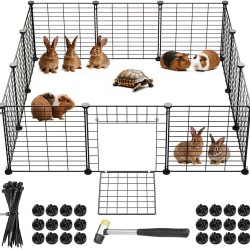 BAKAJI Personalised Metal Fence with Door for Small Pets, Modular Fence for Guinea Pigs, Hamsters, Rabbits, Chinchillas, Indoor and Outdoor (110 x 75 x 39 cm) BAKAJI Personalised Metal Fence with Door for Small Pets, Modular Fence for Guinea Pigs, Hamsters, Rabbits, Chinchillas, Indoor and Outdoor (110 x 75 x 39 cm)