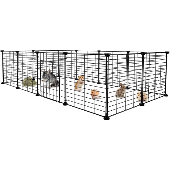 BAKAJI Personalised Metal Fence with Door for Small Pets, Modular Fence for Guinea Pigs, Hamsters, Rabbits, Chinchillas, Indoor and Outdoor (110 x 75 x 39 cm) BAKAJI Personalised Metal Fence with Door for Small Pets, Modular Fence for Guinea Pigs, Hamsters, Rabbits, Chinchillas, Indoor and Outdoor (110 x 75 x 39 cm)