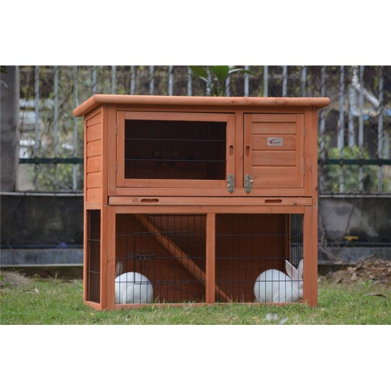 BB-36-DDU 2-Tier Double Decker Rabbit/Guinea Pig Hutch with Sliding Tray - Red BB-36-DDU 2-Tier Double Decker Rabbit/Guinea Pig Hutch with Sliding Tray - Red