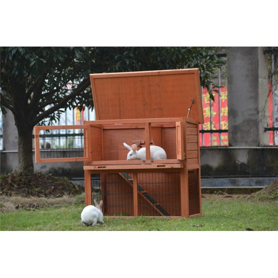 BB-36-DDU 2-Tier Double Decker Rabbit/Guinea Pig Hutch with Sliding Tray - Red BB-36-DDU 2-Tier Double Decker Rabbit/Guinea Pig Hutch with Sliding Tray - Red