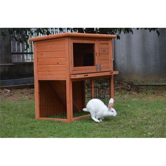 BB-36-DDU 2-Tier Double Decker Rabbit/Guinea Pig Hutch with Sliding Tray - Red BB-36-DDU 2-Tier Double Decker Rabbit/Guinea Pig Hutch with Sliding Tray - Red
