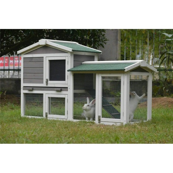 BUNNY BUSINESS The Grove Grey Double Decker Rabbit/ Guinea Pig Hutch with Extra Deep Run BUNNY BUSINESS The Grove Grey Double Decker Rabbit/ Guinea Pig Hutch with Extra Deep Run
