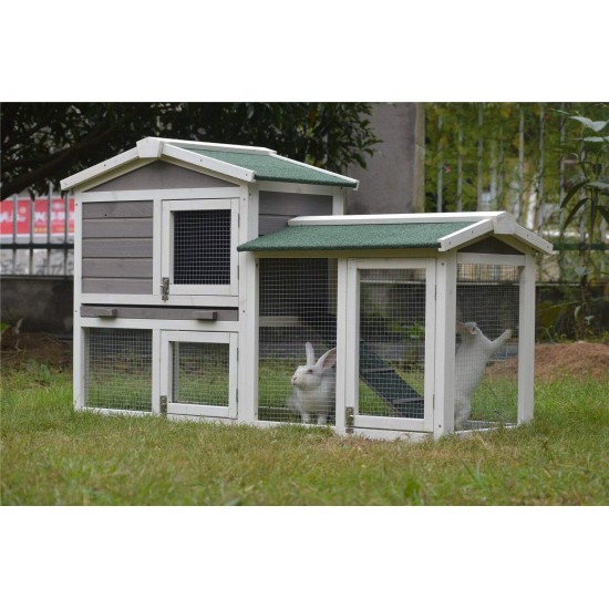 BUNNY BUSINESS The Grove Grey Double Decker Rabbit/ Guinea Pig Hutch with Extra Deep Run BUNNY BUSINESS The Grove Grey Double Decker Rabbit/ Guinea Pig Hutch with Extra Deep Run