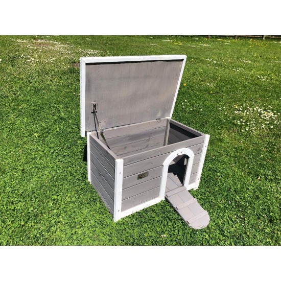 BUNNY BUSINESS Wooden Rabbit and Guinea Pig Shelter, Rabbit Hutch and Runs, 50 x 42 x 43 cm, Grey BUNNY BUSINESS Wooden Rabbit and Guinea Pig Shelter, Rabbit Hutch and Runs, 50 x 42 x 43 cm, Grey