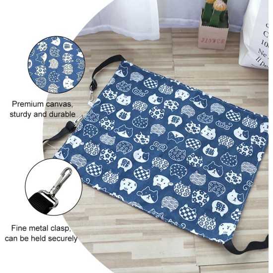 Butyeak Canvas Cat Hammock 50 x 40 cm, Double-Sided Pet Hammock, Adjustable Pet Hammock, Blue, Breathable Pet Cage Hammock, Hanging Small Animal Bed for Cats Small Dogs Butyeak Canvas Cat Hammock 50 x 40 cm, Double-Sided Pet Hammock, Adjustable Pet Hammock, Blue, Breathable Pet Cage Hammock, Hanging Small Animal Bed for Cats Small Dogs