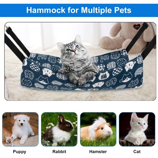 Butyeak Canvas Cat Hammock 50 x 40 cm, Double-Sided Pet Hammock, Adjustable Pet Hammock, Blue, Breathable Pet Cage Hammock, Hanging Small Animal Bed for Cats Small Dogs Butyeak Canvas Cat Hammock 50 x 40 cm, Double-Sided Pet Hammock, Adjustable Pet Hammock, Blue, Breathable Pet Cage Hammock, Hanging Small Animal Bed for Cats Small Dogs