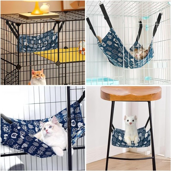 Butyeak Canvas Cat Hammock 50 x 40 cm, Double-Sided Pet Hammock, Adjustable Pet Hammock, Blue, Breathable Pet Cage Hammock, Hanging Small Animal Bed for Cats Small Dogs Butyeak Canvas Cat Hammock 50 x 40 cm, Double-Sided Pet Hammock, Adjustable Pet Hammock, Blue, Breathable Pet Cage Hammock, Hanging Small Animal Bed for Cats Small Dogs