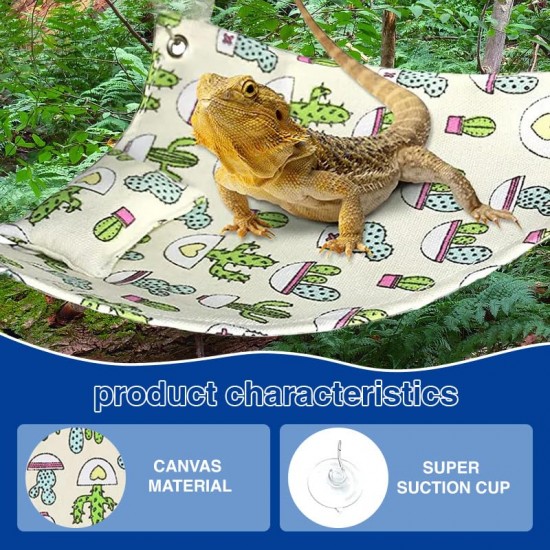 CQJ Bearded Dragon Hammock Swing for Hanging Reptile Bed Lounger with Cushion Hooks and Suction Cup for Large Small Bearded Dragons, Geckos, Lizards, Snakes (Blue, 19 x 13 inches) CQJ Bearded Dragon Hammock Swing for Hanging Reptile Bed Lounger with Cushion Hooks and Suction Cup for Large Small Bearded Dragons, Geckos, Lizards, Snakes (Blue, 19 x 13 inches)
