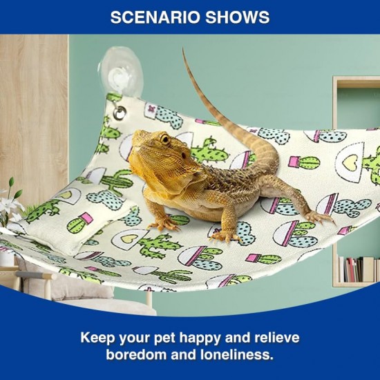 CQJ Bearded Dragon Hammock Swing for Hanging Reptile Bed Lounger with Cushion Hooks and Suction Cup for Large Small Bearded Dragons, Geckos, Lizards, Snakes (Blue, 19 x 13 inches) CQJ Bearded Dragon Hammock Swing for Hanging Reptile Bed Lounger with Cushion Hooks and Suction Cup for Large Small Bearded Dragons, Geckos, Lizards, Snakes (Blue, 19 x 13 inches)