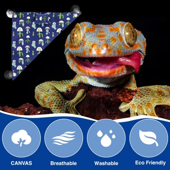 CQJ Bearded Dragon Hammock Swing for Hanging Reptile Bed Lounger with Cushion Hooks and Suction Cup for Large Small Bearded Dragons, Geckos, Lizards, Snakes (Blue, 19 x 13 inches) CQJ Bearded Dragon Hammock Swing for Hanging Reptile Bed Lounger with Cushion Hooks and Suction Cup for Large Small Bearded Dragons, Geckos, Lizards, Snakes (Blue, 19 x 13 inches)