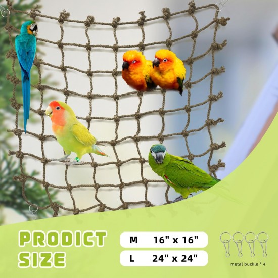 CQJ Parrot Climbing Net Jungle Fever Rope - Toy for Small Animals such as Budgies, Lovebirds, Finches, Cockatiels, Conures (Large: 60x60cm) CQJ Parrot Climbing Net Jungle Fever Rope - Toy for Small Animals such as Budgies, Lovebirds, Finches, Cockatiels, Conures (Large: 60x60cm)