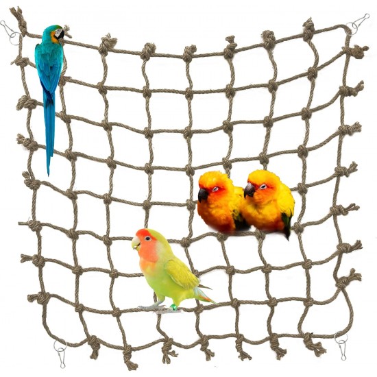 CQJ Parrot Climbing Net Jungle Fever Rope - Toy for Small Animals such as Budgies, Lovebirds, Finches, Cockatiels, Conures (Large: 60x60cm) CQJ Parrot Climbing Net Jungle Fever Rope - Toy for Small Animals such as Budgies, Lovebirds, Finches, Cockatiels, Conures (Large: 60x60cm)