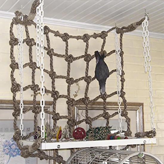 CQJ Parrot Climbing Net Jungle Fever Rope - Toy for Small Animals such as Budgies, Lovebirds, Finches, Cockatiels, Conures (Large: 60x60cm) CQJ Parrot Climbing Net Jungle Fever Rope - Toy for Small Animals such as Budgies, Lovebirds, Finches, Cockatiels, Conures (Large: 60x60cm)