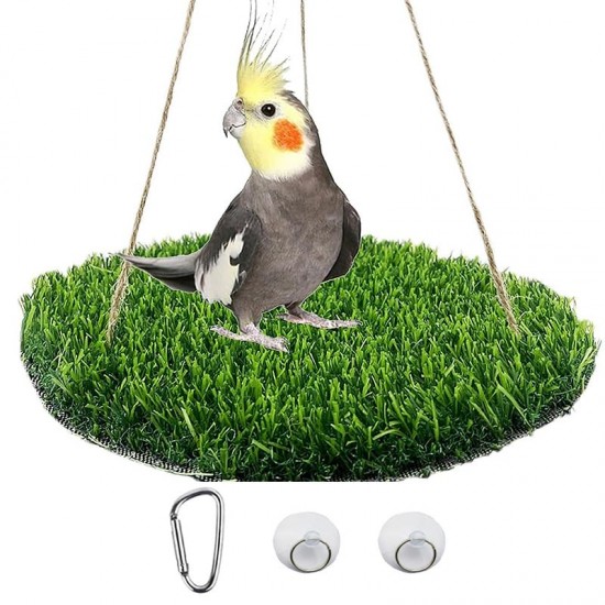 CQJ Reptile Hammock Swing Hanging Bed, PP Grass Pad, Portable Bird Swing Stand, Natural Swing Hanging Bed for Bearded Dragon, Leopard, Gecko, Lizard, Birds, Parrots (Round) CQJ Reptile Hammock Swing Hanging Bed, PP Grass Pad, Portable Bird Swing Stand, Natural Swing Hanging Bed for Bearded Dragon, Leopard, Gecko, Lizard, Birds, Parrots (Round)