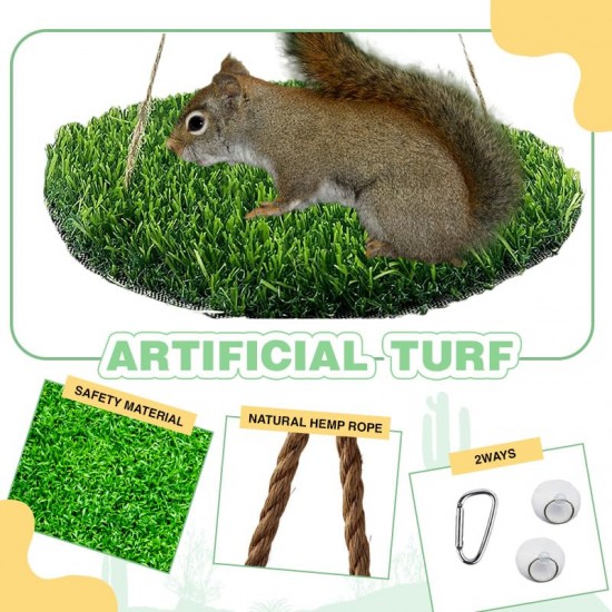 CQJ Reptile Hammock Swing Hanging Bed, PP Grass Pad, Portable Bird Swing Stand, Natural Swing Hanging Bed for Bearded Dragon, Leopard, Gecko, Lizard, Birds, Parrots (Round) CQJ Reptile Hammock Swing Hanging Bed, PP Grass Pad, Portable Bird Swing Stand, Natural Swing Hanging Bed for Bearded Dragon, Leopard, Gecko, Lizard, Birds, Parrots (Round)