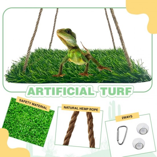 CQJ Reptile Hammock Swing Hanging Bed, PP Grass Pad, Portable Bird Swing Stand, Natural Swing Hanging Bed for Bearded Dragon, Leopard, Gecko, Lizard, Birds, Parrots (Round) CQJ Reptile Hammock Swing Hanging Bed, PP Grass Pad, Portable Bird Swing Stand, Natural Swing Hanging Bed for Bearded Dragon, Leopard, Gecko, Lizard, Birds, Parrots (Round)