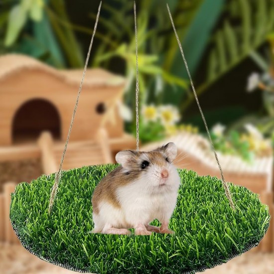 CQJ Reptile Hammock Swing Hanging Bed, PP Grass Pad, Portable Bird Swing Stand, Natural Swing Hanging Bed for Bearded Dragon, Leopard, Gecko, Lizard, Birds, Parrots (Round) CQJ Reptile Hammock Swing Hanging Bed, PP Grass Pad, Portable Bird Swing Stand, Natural Swing Hanging Bed for Bearded Dragon, Leopard, Gecko, Lizard, Birds, Parrots (Round)