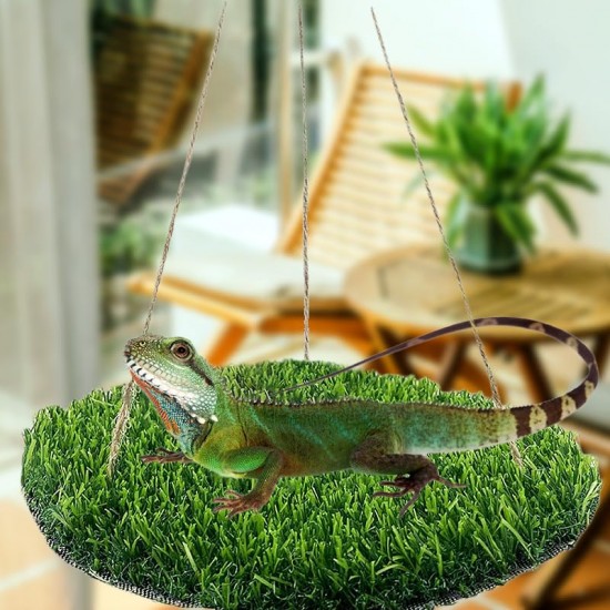 CQJ Reptile Hammock Swing Hanging Bed, PP Grass Pad, Portable Bird Swing Stand, Natural Swing Hanging Bed for Bearded Dragon, Leopard, Gecko, Lizard, Birds, Parrots (Round) CQJ Reptile Hammock Swing Hanging Bed, PP Grass Pad, Portable Bird Swing Stand, Natural Swing Hanging Bed for Bearded Dragon, Leopard, Gecko, Lizard, Birds, Parrots (Round)