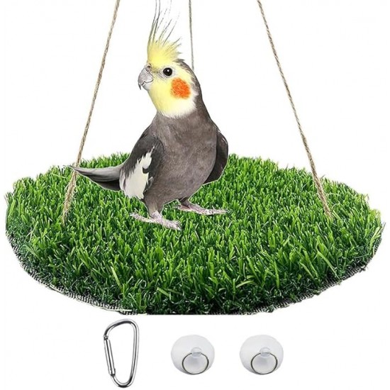 CQJ Reptile Hammock Swing Hanging Bed, PP Grass Pad, Portable Bird Swing Stand, Natural Swing Hanging Bed for Bearded Dragon, Leopard, Gecko, Lizard, Birds, Parrots (Round) CQJ Reptile Hammock Swing Hanging Bed, PP Grass Pad, Portable Bird Swing Stand, Natural Swing Hanging Bed for Bearded Dragon, Leopard, Gecko, Lizard, Birds, Parrots (Round)