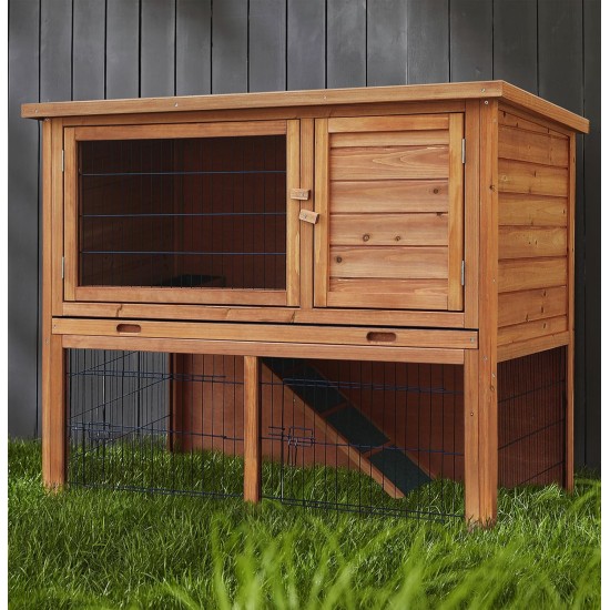 Dehner Barney Rodent House with Enclosure Approx. 111 x 60 x 92 cm Natural Wood Dehner Barney Rodent House with Enclosure Approx. 111 x 60 x 92 cm Natural Wood