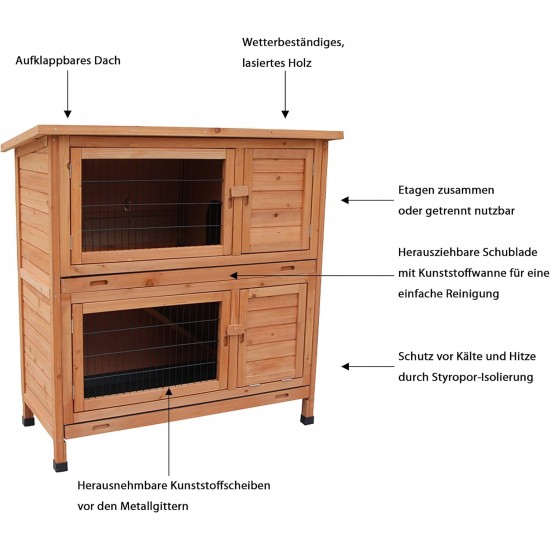 Dehner Original Rabbit Hutch with Thermal Insulation Dehner Original Rabbit Hutch with Thermal Insulation