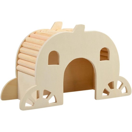 Duvoplus, Wooden House with Bridge L - 22 x 7.8 x 13 cm, Brown, Made of High Quality Wood, Stimulates Natural Rodent Instinct, Hours of Fun for Playing and Climbing for Small Rodents Duvoplus, Wooden House with Bridge L - 22 x 7.8 x 13 cm, Brown, Made of High Quality Wood, Stimulates Natural Rodent Instinct, Hours of Fun for Playing and Climbing for Small Rodents
