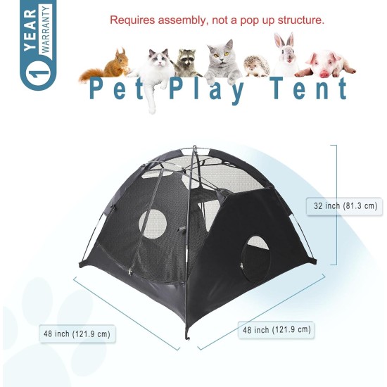 Explore Land Outdoor Pet Tent - Mesh Cat Play Tent, Portable Mesh Playhouse Enclosure for Cat, Rabbit, Puppy and Small Animals in Deck, Yard, Camping, Indoor Travel (Black Tent) Explore Land Outdoor Pet Tent - Mesh Cat Play Tent, Portable Mesh Playhouse Enclosure for Cat, Rabbit, Puppy and Small Animals in Deck, Yard, Camping, Indoor Travel (Black Tent)