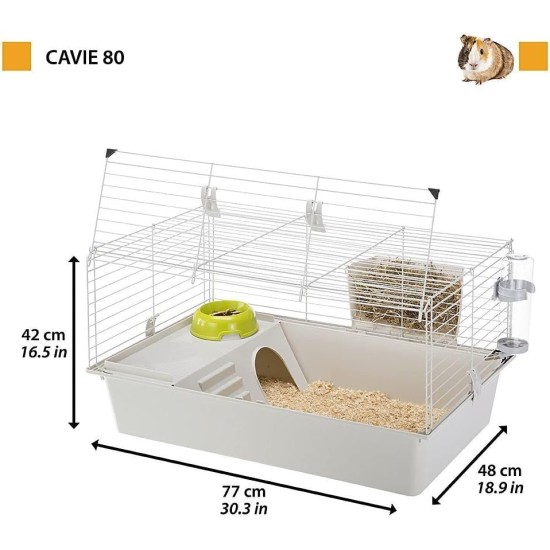 FERPLAST CAVIE 80 Metal Rodent Cage for Guinea Pigs, Guinea Pigs, Includes Accessories: Feeding Bowl, Drinking Bottle, Bowl, House. 77 x 48 x 42 cm FERPLAST CAVIE 80 Metal Rodent Cage for Guinea Pigs, Guinea Pigs, Includes Accessories: Feeding Bowl, Drinking Bottle, Bowl, House. 77 x 48 x 42 cm