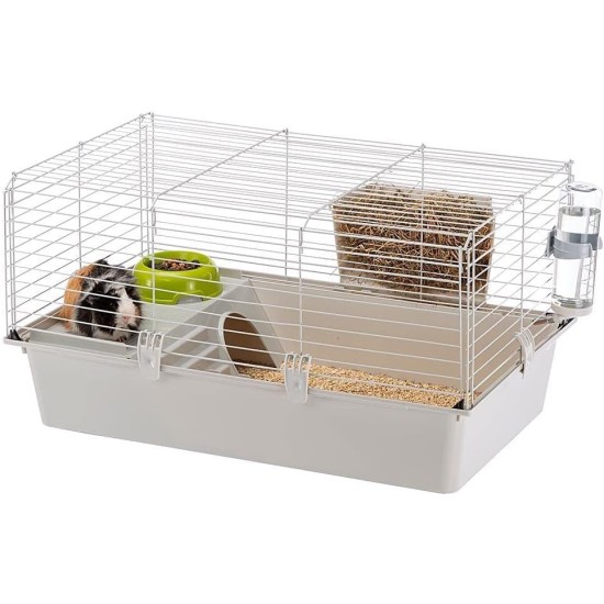 FERPLAST CAVIE 80 Metal Rodent Cage for Guinea Pigs, Guinea Pigs, Includes Accessories: Feeding Bowl, Drinking Bottle, Bowl, House. 77 x 48 x 42 cm FERPLAST CAVIE 80 Metal Rodent Cage for Guinea Pigs, Guinea Pigs, Includes Accessories: Feeding Bowl, Drinking Bottle, Bowl, House. 77 x 48 x 42 cm