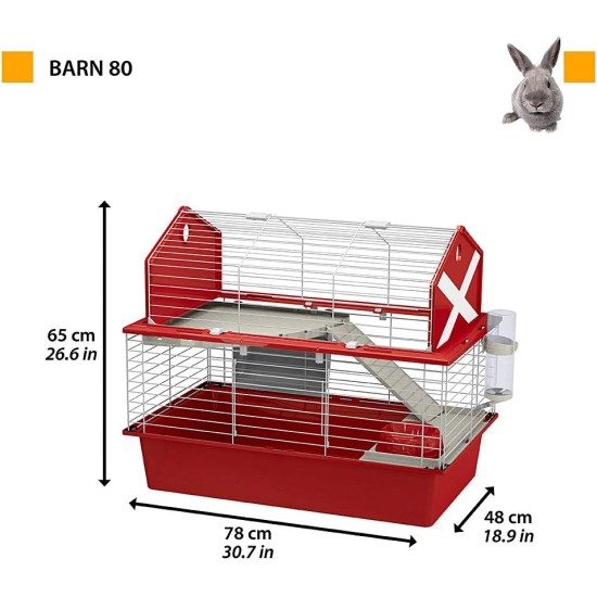Ferplast BARN Rabbit Cage, Rabbit Cage Small Animal Cage, 2 Levels, Open Roof, Accessories and Rabbit Accessories Included, 78 x 48 x 65 cm Ferplast BARN Rabbit Cage, Rabbit Cage Small Animal Cage, 2 Levels, Open Roof, Accessories and Rabbit Accessories Included, 78 x 48 x 65 cm