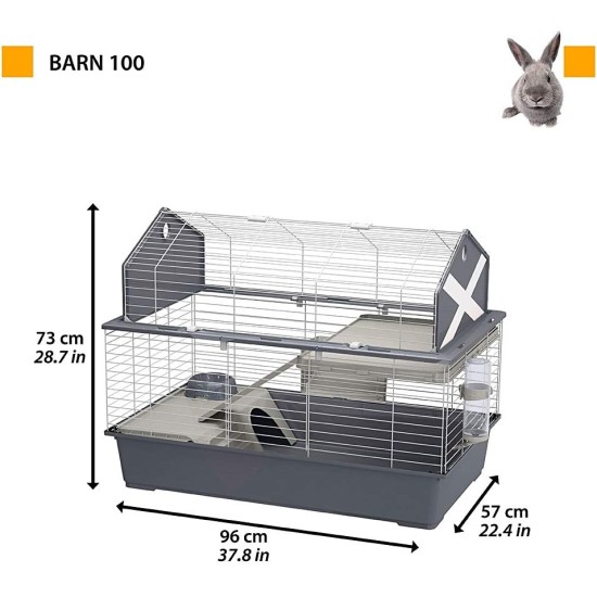 Ferplast BARN Rabbit Cage, Rabbit Cage Small Animal Cage, 2 Levels, Open Roof, Accessories and Rabbit Accessories Included, 78 x 48 x 65 cm Ferplast BARN Rabbit Cage, Rabbit Cage Small Animal Cage, 2 Levels, Open Roof, Accessories and Rabbit Accessories Included, 78 x 48 x 65 cm