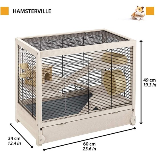 Ferplast FSC wooden cage for hamsters HAMSTERVILLE for mice and small rodents, multi-level structure, accessories included Ferplast FSC wooden cage for hamsters HAMSTERVILLE for mice and small rodents, multi-level structure, accessories included