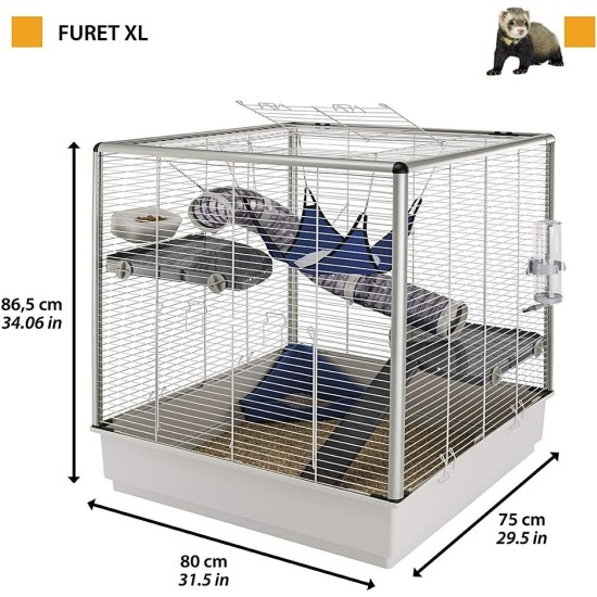 Ferplast Furet Ferret Cage, X-Large, 80 x 75 x 86.5 cm, Grey Ferplast Furet Ferret Cage, X-Large, 80 x 75 x 86.5 cm, Grey