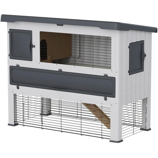 Ferplast GRAND LODGE 140 2-Tier Double Hutch for Outdoor Use, Rabbit, Guinea Pigs, Small Animals, with Rabbit Hutch 134 x 73 x H 110 cm Ferplast GRAND LODGE 140 2-Tier Double Hutch for Outdoor Use, Rabbit, Guinea Pigs, Small Animals, with Rabbit Hutch 134 x 73 x H 110 cm