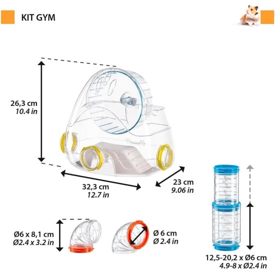 Ferplast Hamster Tube Set Accessories for Hamster Cage Total 4 Pieces Including Gym with Hamster Wheel, Hamster Tunnel Tube with Ventilation Holes and Accessories, Kit Gym, Hamster Toy Ferplast Hamster Tube Set Accessories for Hamster Cage Total 4 Pieces Including Gym with Hamster Wheel, Hamster Tunnel Tube with Ventilation Holes and Accessories, Kit Gym, Hamster Toy