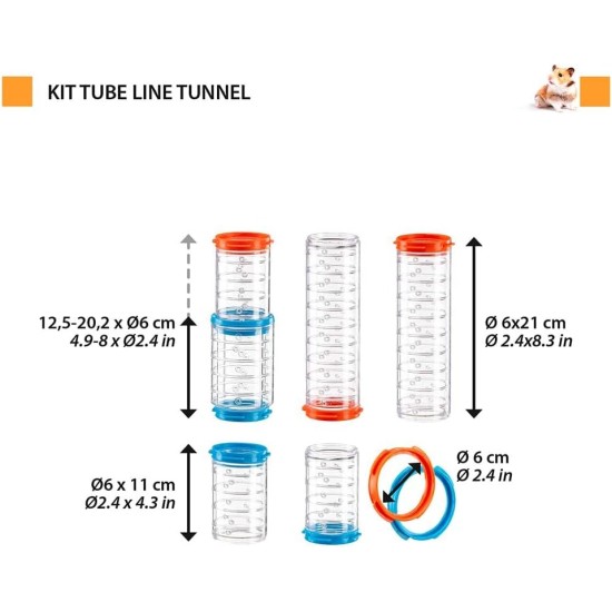 Ferplast Hamster Tube Set, Accessories for Hamster Cage, Total 7 Pieces, Transparent Hamster Tunnel Tube with Ventilation Holes, Includes Accessories, Kit Tube Tunnel, Hamster Toy Ferplast Hamster Tube Set, Accessories for Hamster Cage, Total 7 Pieces, Transparent Hamster Tunnel Tube with Ventilation Holes, Includes Accessories, Kit Tube Tunnel, Hamster Toy