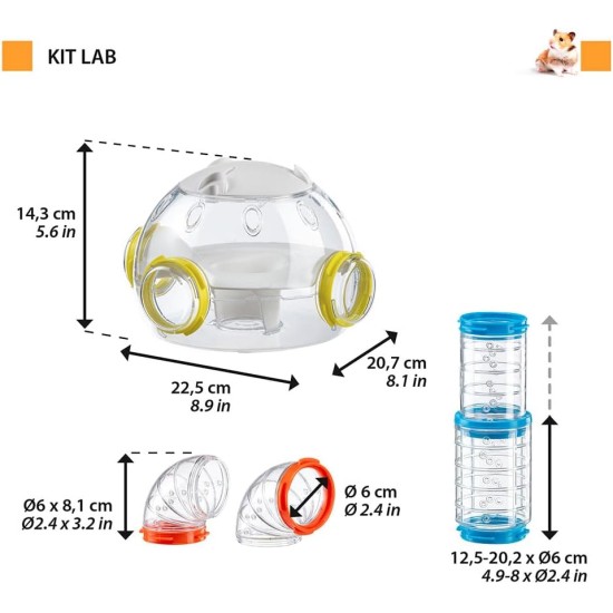 Ferplast Hamster Tube Set, Accessories for Hamster Cage, Total 7 Pieces, Transparent Hamster Tunnel Tube with Ventilation Holes, Includes Accessories, Kit Tube Tunnel, Hamster Toy Ferplast Hamster Tube Set, Accessories for Hamster Cage, Total 7 Pieces, Transparent Hamster Tunnel Tube with Ventilation Holes, Includes Accessories, Kit Tube Tunnel, Hamster Toy