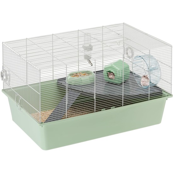 Ferplast Hamsterkäfig, Mäusekäfig MILOS Jumbo, Käfig für Hamster Mäuse, Kunststoffboden Struktur aus recyceltem Eisen, Einfache Wartung, Modulares Käfigsystem, Inklusive Zubehör, 69,5 x 46 x h 41 cm Ferplast Hamsterkäfig, Mäusekäfig MILOS Jumbo, Käfig für Hamster Mäuse, Kunststoffboden Struktur aus recyceltem Eisen, Einfache Wartung, Modulares Käfigsystem, Inklusive Zubehör, 69,5 x 46 x h 41 cm