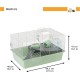 Ferplast Hamsterkäfig, Mäusekäfig MILOS Jumbo, Käfig für Hamster Mäuse, Kunststoffboden Struktur aus recyceltem Eisen, Einfache Wartung, Modulares Käfigsystem, Inklusive Zubehör, 69,5 x 46 x h 41 cm