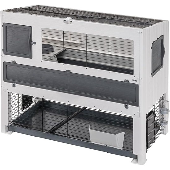 Ferplast Kaninchenkäfig BONNIE mit Haustiergehege, Kaninchenstall für den Innenbereich, Meerschweinchenkäfig, mit Gehege für Kaninchen, Kaninchenhaus und Wasserflasche, 108 x 64 x H 113 cm Ferplast Kaninchenkäfig BONNIE mit Haustiergehege, Kaninchenstall für den Innenbereich, Meerschweinchenkäfig, mit Gehege für Kaninchen, Kaninchenhaus und Wasserflasche, 108 x 64 x H 113 cm