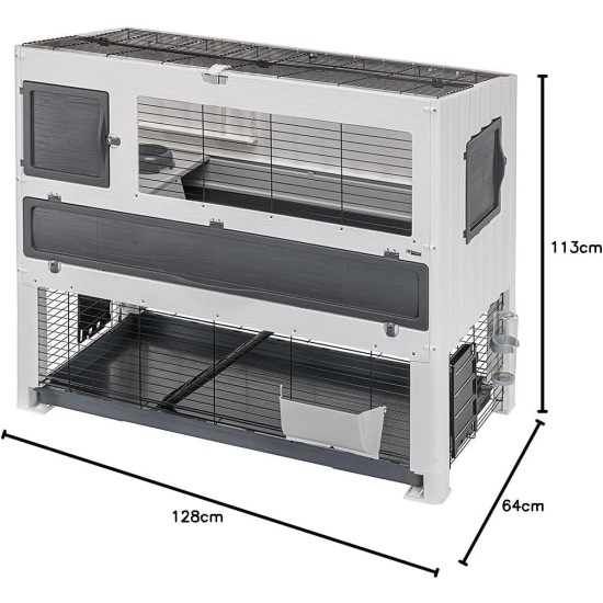 Ferplast Kaninchenkäfig BONNIE mit Haustiergehege, Kaninchenstall für den Innenbereich, Meerschweinchenkäfig, mit Gehege für Kaninchen, Kaninchenhaus und Wasserflasche, 108 x 64 x H 113 cm Ferplast Kaninchenkäfig BONNIE mit Haustiergehege, Kaninchenstall für den Innenbereich, Meerschweinchenkäfig, mit Gehege für Kaninchen, Kaninchenhaus und Wasserflasche, 108 x 64 x H 113 cm