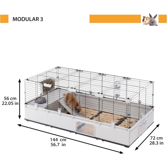 Ferplast Kaninchenkäfig, Hasenkäfig, Meerschweinchenkäfig, MODULAR 4, Modularer, erweiterbare, käfig groß, mit Zubehör, Viel Platz, 179 x 72 x h 56 cm Ferplast Kaninchenkäfig, Hasenkäfig, Meerschweinchenkäfig, MODULAR 4, Modularer, erweiterbare, käfig groß, mit Zubehör, Viel Platz, 179 x 72 x h 56 cm