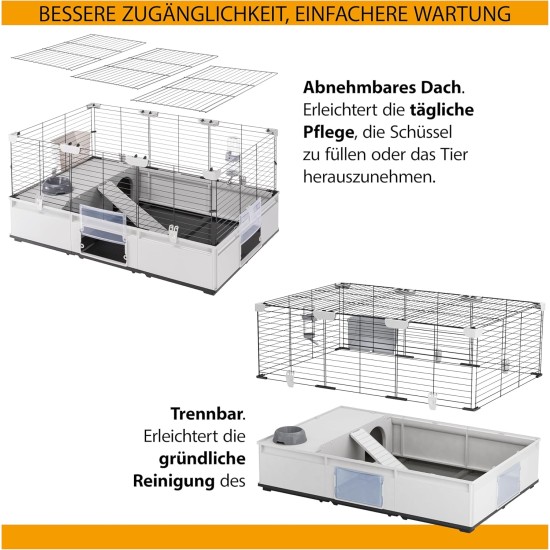 Ferplast Kaninchenkäfig, Hasenkäfig, Meerschweinchenkäfig, MODULAR 4, Modularer, erweiterbare, käfig groß, mit Zubehör, Viel Platz, 179 x 72 x h 56 cm Ferplast Kaninchenkäfig, Hasenkäfig, Meerschweinchenkäfig, MODULAR 4, Modularer, erweiterbare, käfig groß, mit Zubehör, Viel Platz, 179 x 72 x h 56 cm