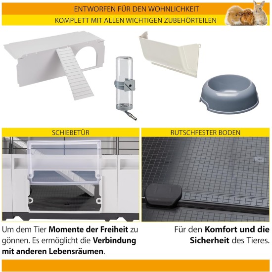 Ferplast Kaninchenkäfig, Hasenkäfig, Meerschweinchenkäfig, MODULAR 4, Modularer, erweiterbare, käfig groß, mit Zubehör, Viel Platz, 179 x 72 x h 56 cm Ferplast Kaninchenkäfig, Hasenkäfig, Meerschweinchenkäfig, MODULAR 4, Modularer, erweiterbare, käfig groß, mit Zubehör, Viel Platz, 179 x 72 x h 56 cm