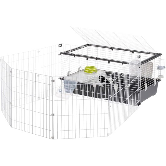 Ferplast Kaninchenkäfig PARKHOME 100, Meerschweinchenkäfig, Kleintiere, mit Kaninchenstall, Kaninchenhaus und Trinknapf, 95 x 177,5 x H 56 cm, aus Kunststoff mit Aufklappbarem Dach Ferplast Kaninchenkäfig PARKHOME 100, Meerschweinchenkäfig, Kleintiere, mit Kaninchenstall, Kaninchenhaus und Trinknapf, 95 x 177,5 x H 56 cm, aus Kunststoff mit Aufklappbarem Dach
