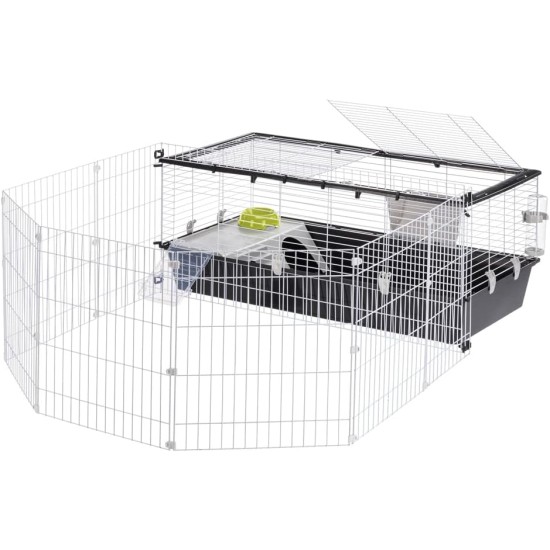 Ferplast Kaninchenkäfig PARKHOME 100, Meerschweinchenkäfig, Kleintiere, mit Kaninchenstall, Kaninchenhaus und Trinknapf, 95 x 177,5 x H 56 cm, aus Kunststoff mit Aufklappbarem Dach Ferplast Kaninchenkäfig PARKHOME 100, Meerschweinchenkäfig, Kleintiere, mit Kaninchenstall, Kaninchenhaus und Trinknapf, 95 x 177,5 x H 56 cm, aus Kunststoff mit Aufklappbarem Dach