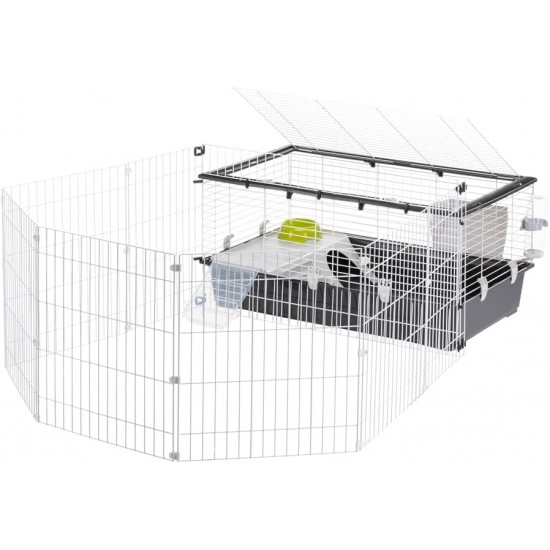 Ferplast Kaninchenkäfig PARKHOME 100, Meerschweinchenkäfig, Kleintiere, mit Kaninchenstall, Kaninchenhaus und Trinknapf, 95 x 177,5 x H 56 cm, aus Kunststoff mit Aufklappbarem Dach Ferplast Kaninchenkäfig PARKHOME 100, Meerschweinchenkäfig, Kleintiere, mit Kaninchenstall, Kaninchenhaus und Trinknapf, 95 x 177,5 x H 56 cm, aus Kunststoff mit Aufklappbarem Dach
