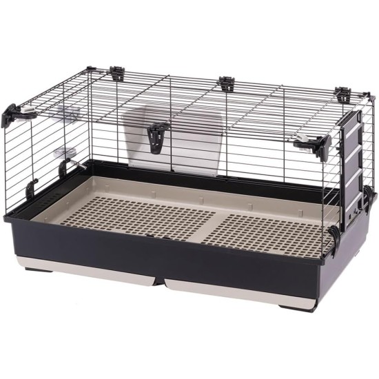 Ferplast Kaninchenkäfig TOMMY 100, Meerschweinchenkäfig, Kaninchen, Kleintiere, Kaninchenstall Indoor mit Gitter und Tränke, 99,5 x 53 x H 48 cm, Dach zum Öffnen, aus Lackiertem Metall und Kunststoff Ferplast Kaninchenkäfig TOMMY 100, Meerschweinchenkäfig, Kaninchen, Kleintiere, Kaninchenstall Indoor mit Gitter und Tränke, 99,5 x 53 x H 48 cm, Dach zum Öffnen, aus Lackiertem Metall und Kunststoff